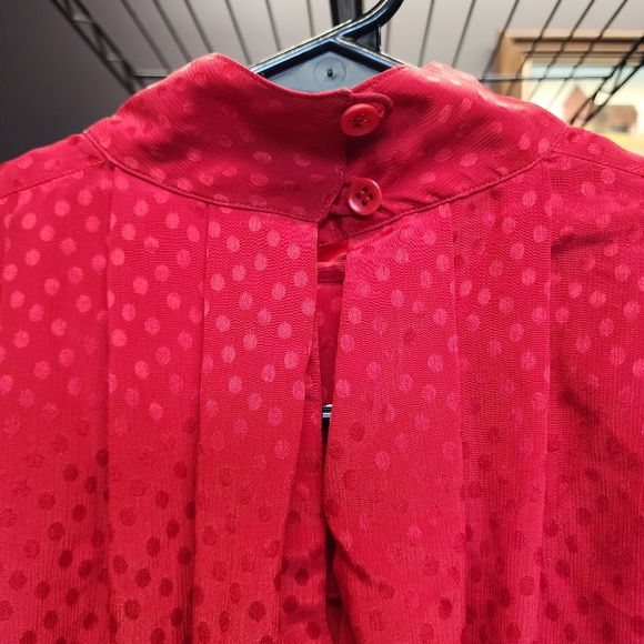 VINTAGE Pleated High Neck Long Sleeve Maxi Dress 8 - Picture 3 of 6